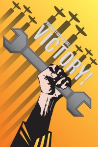 “Production Equals Victory!” by Kurt Lauw, PSC graphic design senior